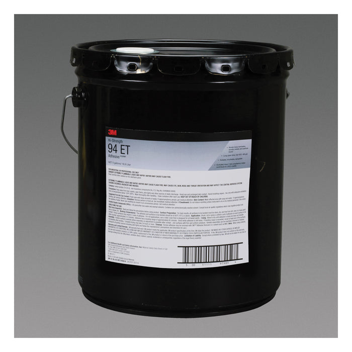 Industrial Adhesives 3M 94ET-CLR-5GAL Clear Hi-Strength 94 ET Spray Adhesive - 5 Gallon (19 L) Pail