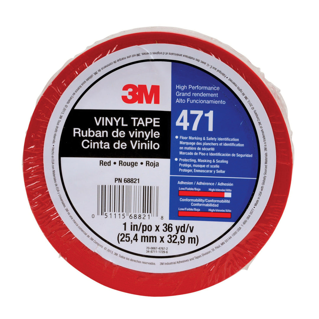 Electrical Tapes 3M 471-1X36-RED-IW Vinyl Tape 471 in Red (1 Inch x 36 Yards x 5.2 mil) - Individually wrapped