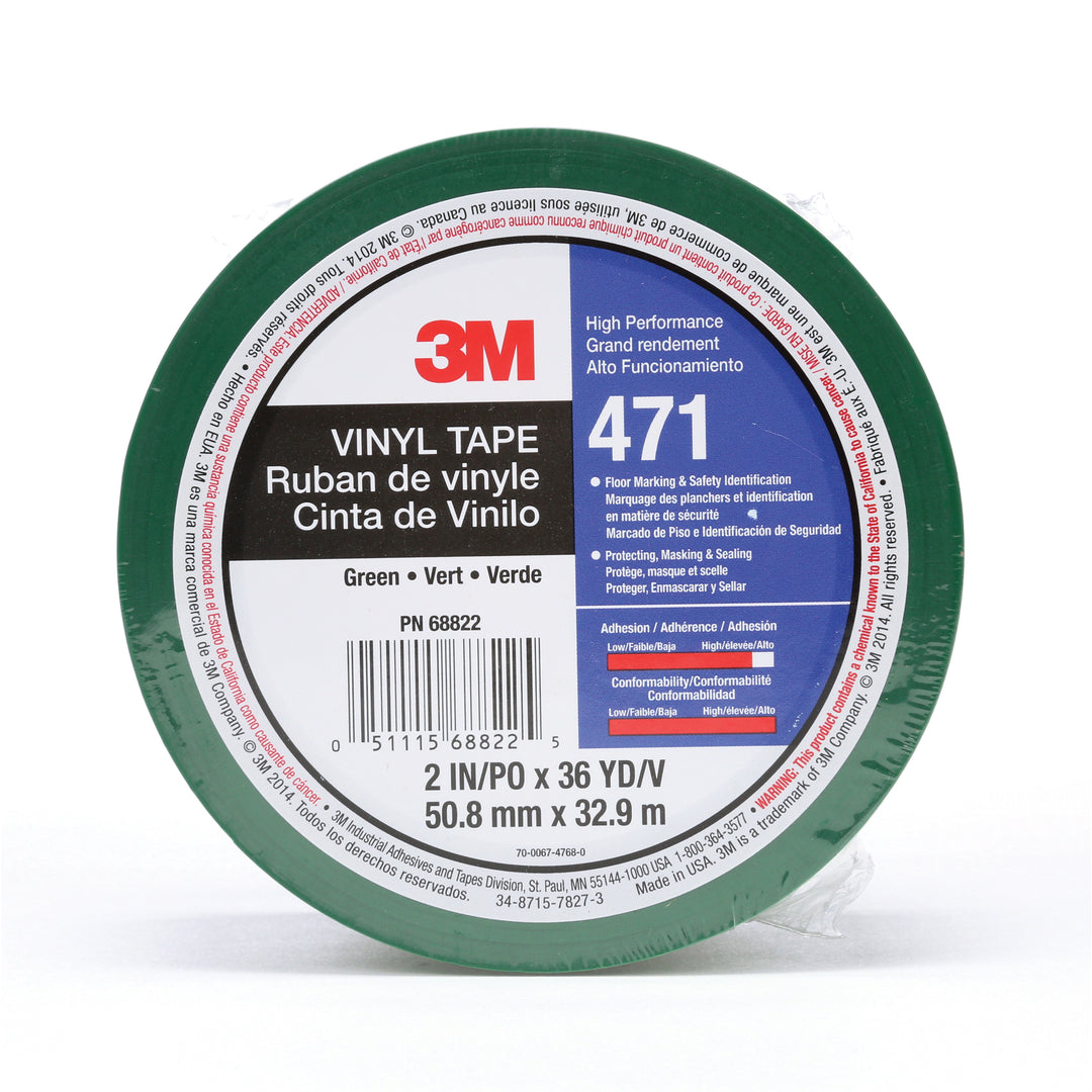 Electrical Tapes 3M 471-2X36-GRN-IW Vinyl Tape 471 in Green (2 Inch x 36 Yards x 5.2 mil)