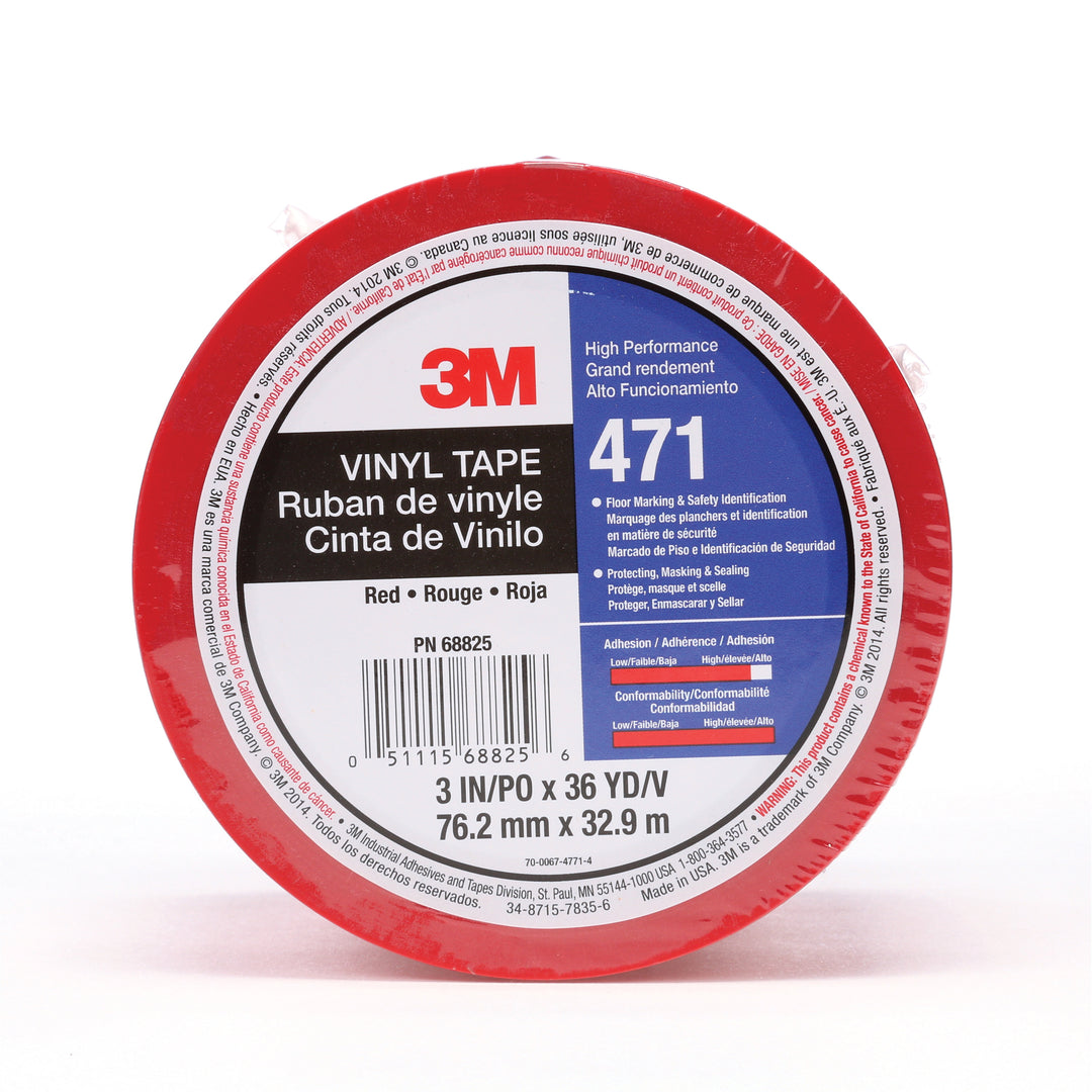 Electrical Tapes 3M 471-3X36-RED-IW Vinyl Tape Disc Roll 471 (3 Inch x 36 Yards x 5.2 mil)