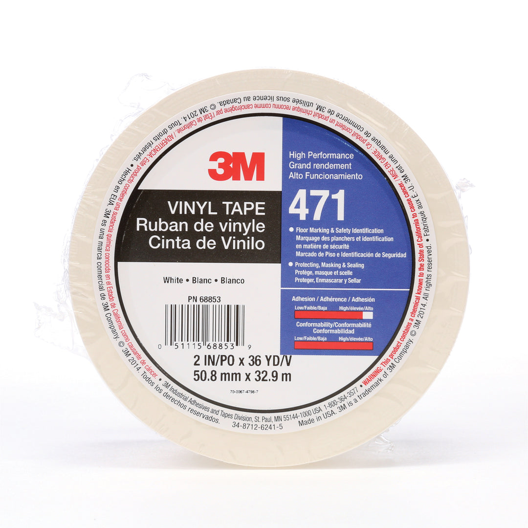 Electrical Tapes 3M 471-2X36-WHT-IW Vinyl Tape 471 in White (2 Inch x 36 Yards x 5.2 mil)