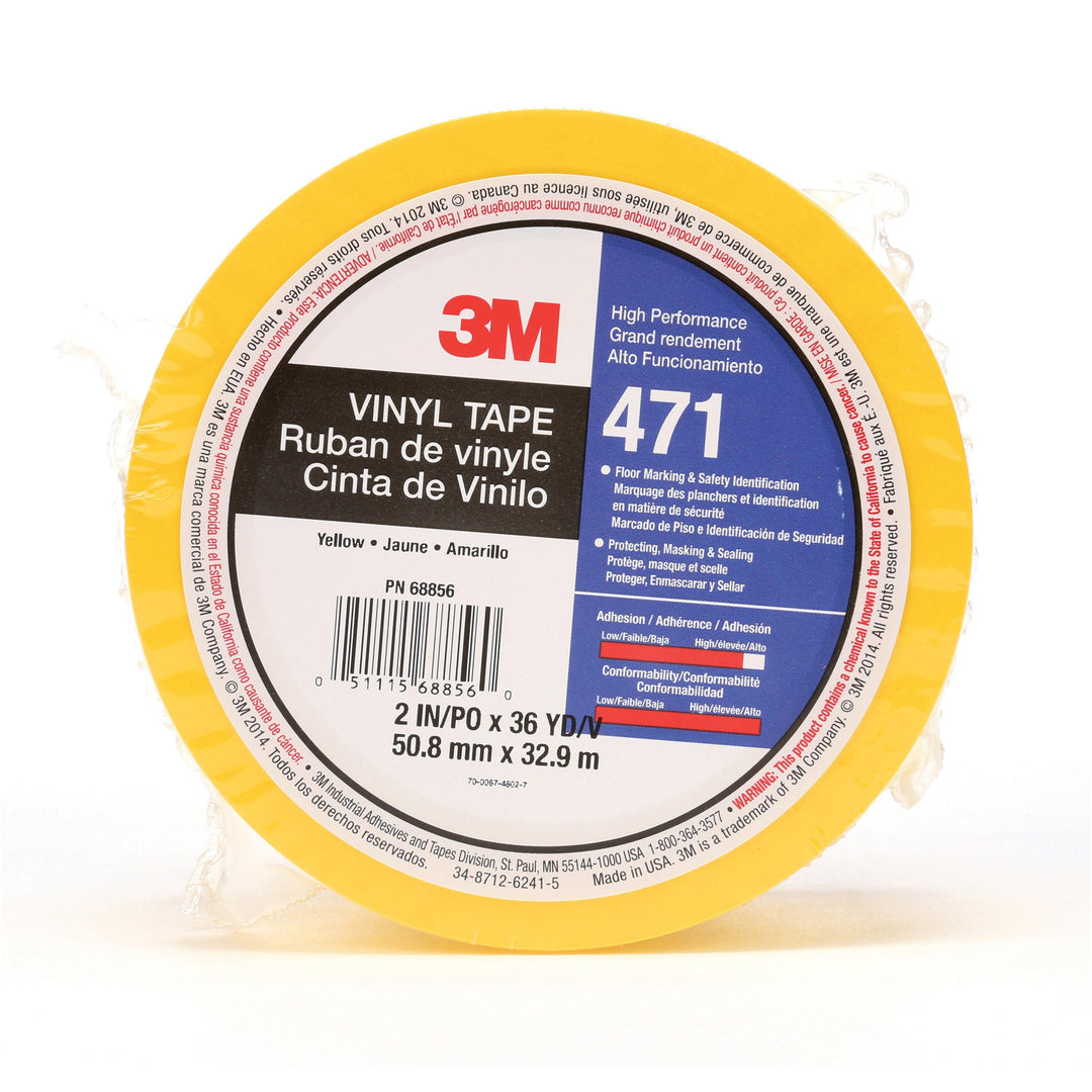 Electrical Tapes 3M 471-2X36-YLW-IW Vinyl Tape 471 in Yellow (2 Inch x 36 Yards x 5.2 mil)
