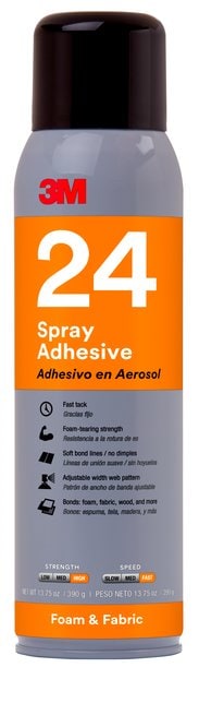 Aerosol Adhesives 3M 24-20OZ Foam & Fabric 24 Spray Adhesive Orange Net Wt 13.8 oz 12 cans per case 3M 24-20OZ