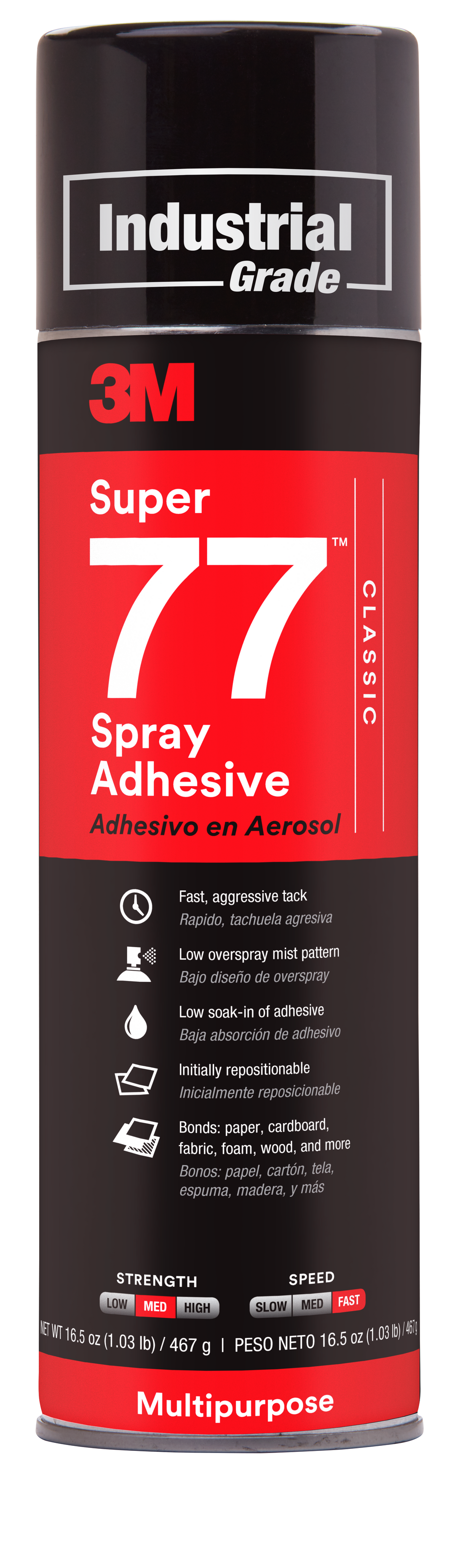 Aerosol Adhesives 3M SUPER77-24 Super 77 Classic Sprayable Adhesive 24 fl. Oz (709.77 ml)