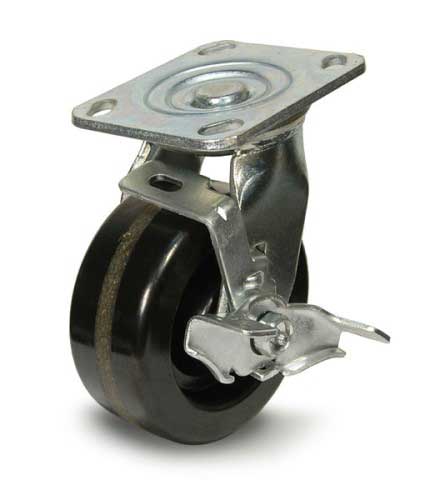 Casters Tuff Grade TGC-50502-S Caster 5X2 Phenolic Swivel With Top Locking Brake 700 Lb Cap