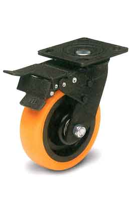 Casters Tuff Grade B07-01A-100-262 Caster 4 Inch Tlb Swivel Orange Polyurethane 600 Lb Cap