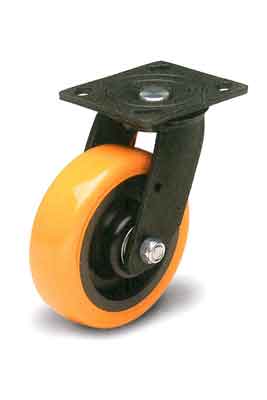 Casters Tuff Grade B07-01-100-262 Caster 4 Inch Swivel Orange Polyurethane 600 Lb Cap