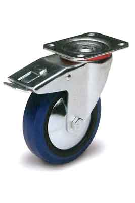Casters Tuff Grade V30125PB-IR/BR Caster 5 Inch Tlb Swivel Blue Rubber 440Lb Cap