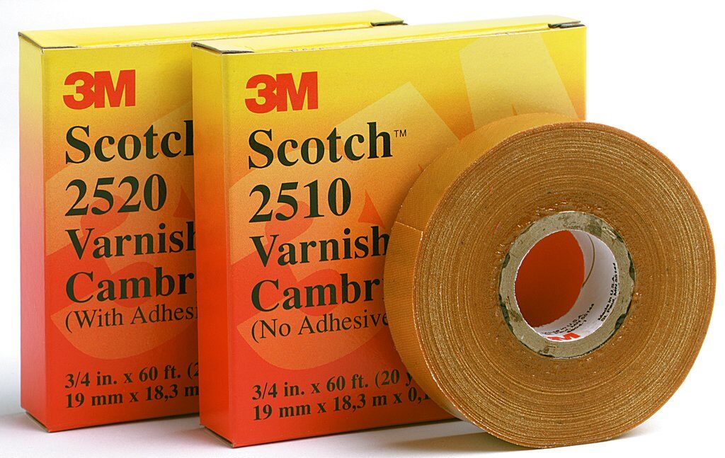 Electrical Tapes 3M 2510-VCT-2X36 Electrical Insulating Varnished Cambric Tape 2510 Yellow 7mil (0.18mm) 2 Inch x 108 ft (51 mm x 33 m)