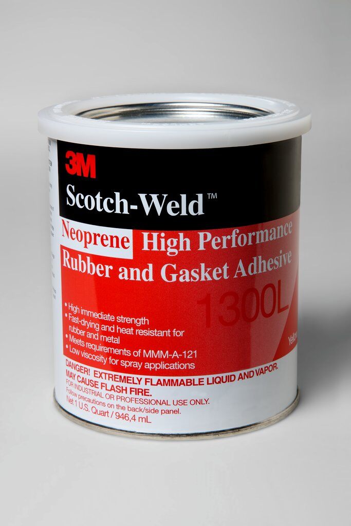 Rubber & Gasket Adhesives 3M 1300L-1QT Neoprene High Performance Rubber & Gasket Adhesive 1300L in Yellow - 1 Quart (0.95 L)