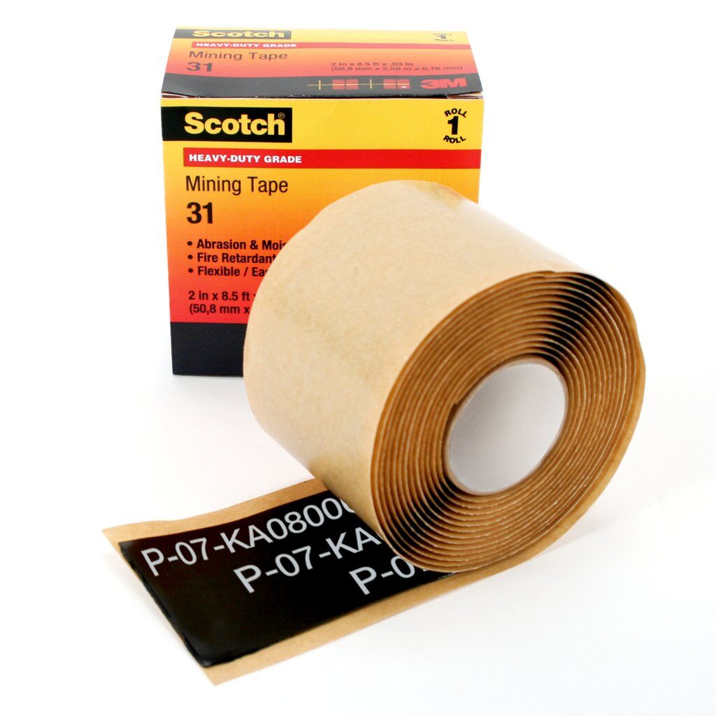 Sealing Tapes 3M 31-2X6 Heavy Duty Mining Tape 31 Black 60 Mil (2 Inch x 6 Ft)