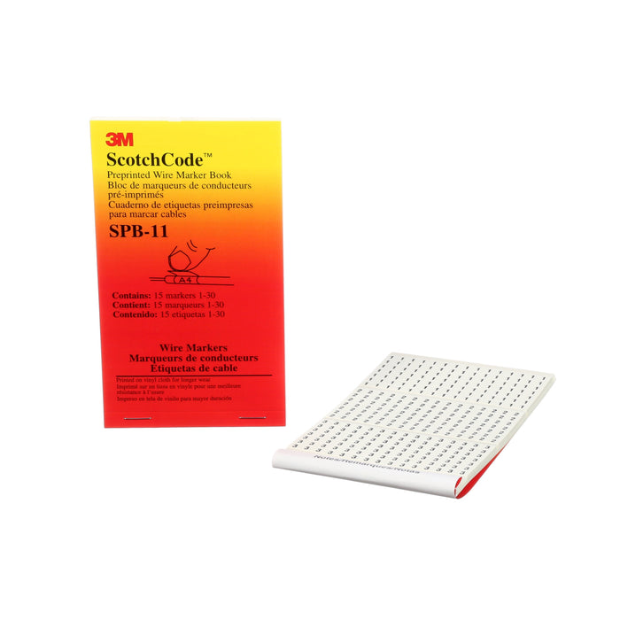 3M SPB-11 3M ScotchCode Pre-Printed Wire Marker Book, SPB-11, numbers 1 - 30 3M SPB-11