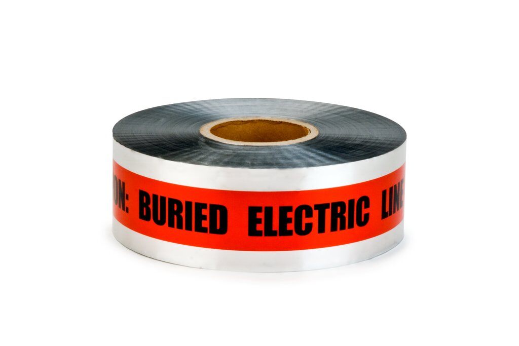 Safety Tapes 3M 406 Detectable Buried Barricade Tape in Red - Caution Buried Electric Line Below (5 mil x 3 Inch x 1000 ft)