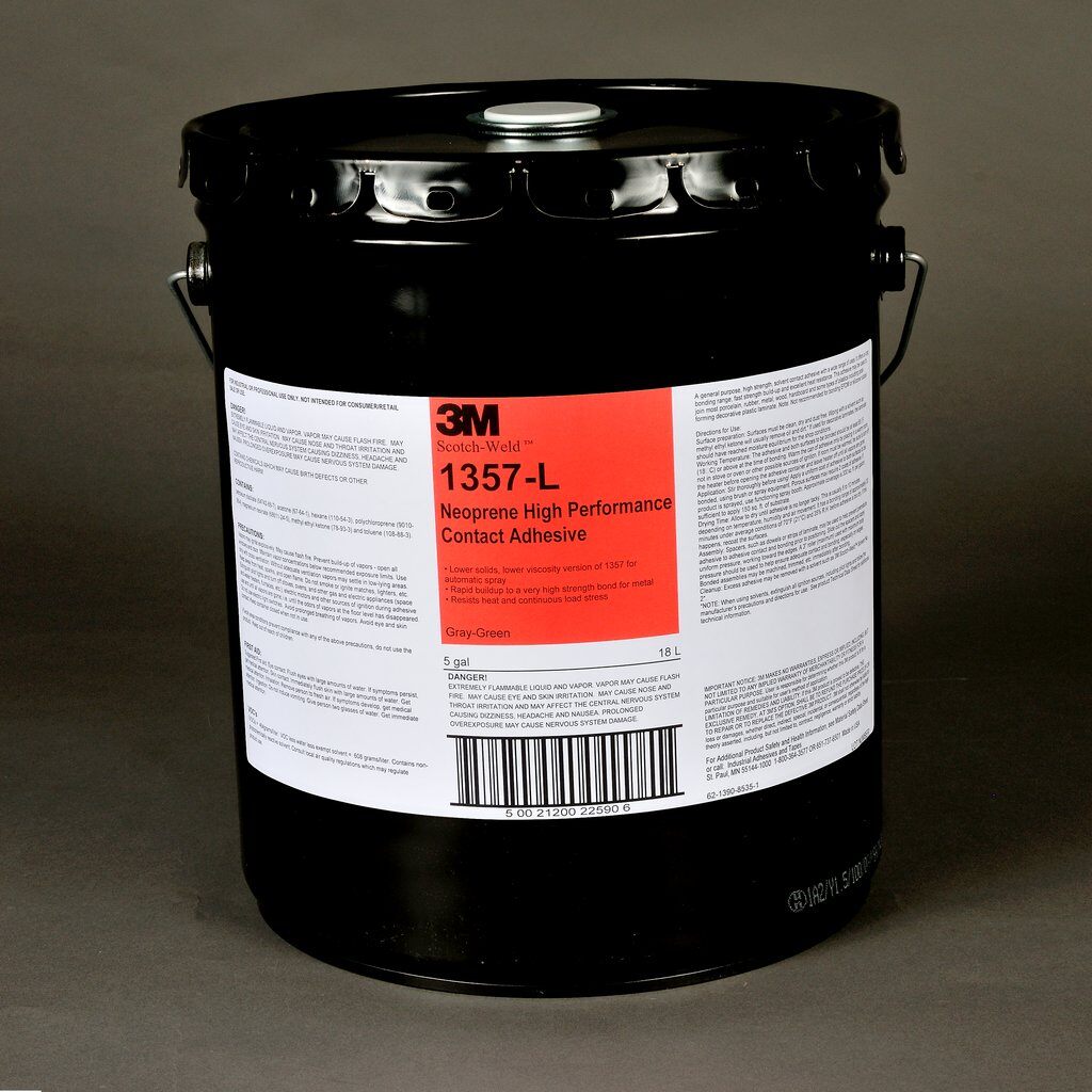 Contact Adhesives 3M 1357L-5GAL-GRY Neoprene High Performance Contact Adhesive 1357 in Green - 5 Gallon (18.9 L)