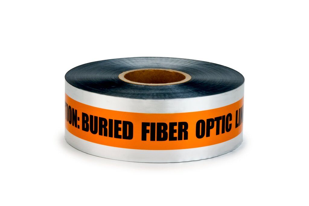 Safety Tapes 3M 407 Detectable Buried Barricade Tape in Orange - Caution Buried Fibre Optic Line Below (5 mil x 6 Inch x 1000 ft)