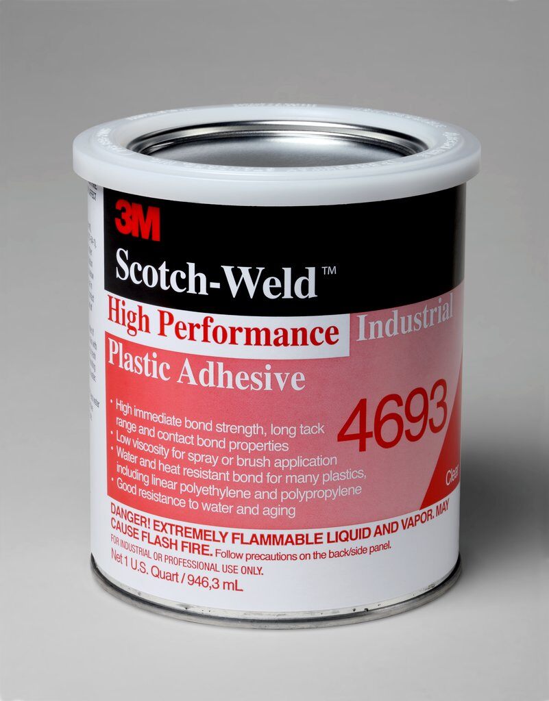 Plastic Adhesives 3M 4693-1QT High Performance Industrial Plastic Adhesive 4693 in Clear - 1 Quart (0.95 L)