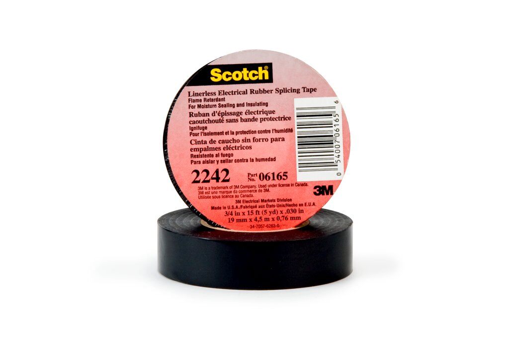 Splicing Tapes 3M 2242-1-1/2X15 Commercial Grade Linerless Rubber Splicing Tape 2242 Black 30 mil (1.5 Inch x 15 ft)