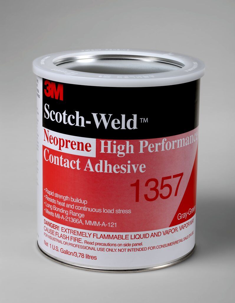 Contact Adhesives 3M 1357-1GAL-GRY Neoprene High Performance Contact Adhesive 1357 in Gray/Green - 1 Gallon (3.8 L)