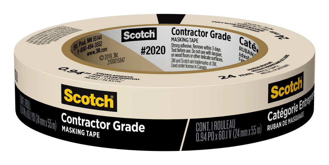 Masking Tapes 3M 2020-24AP Contractor Grade General Purpose Masking Tape 2020-24AP Tan (0.94 Inch x 60 Yards)