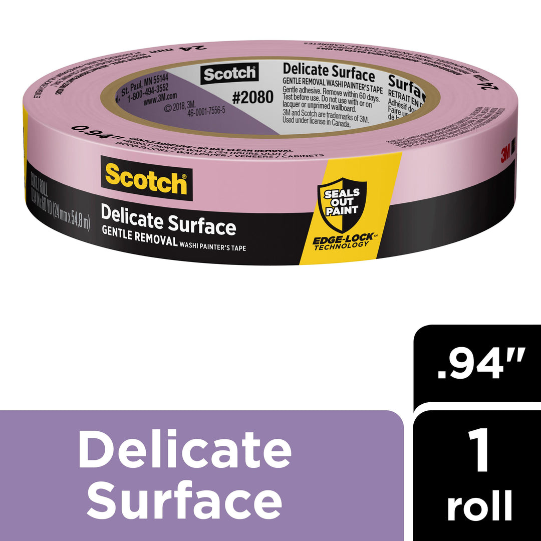 Masking Tapes 3M 2080-24EC Delicate Surface Painter's Tape 2080-24EC (0.94 Inch x 60 Yards)