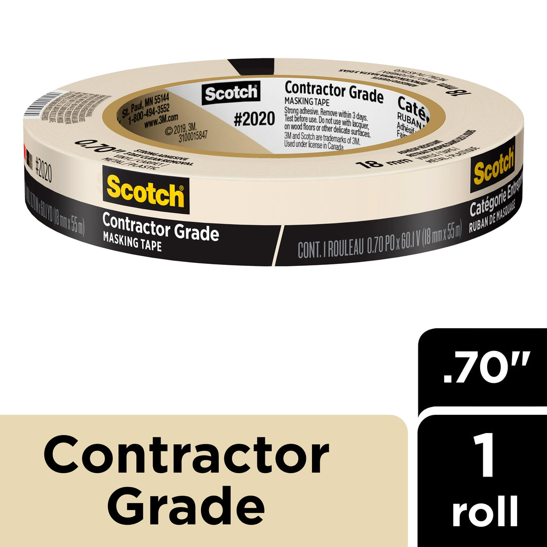 Masking Tapes 3M 2020-18AP Contractor Grade General Purpose Masking Tape 2020-18AP Tan (0.70 Inch x 60 Yards)