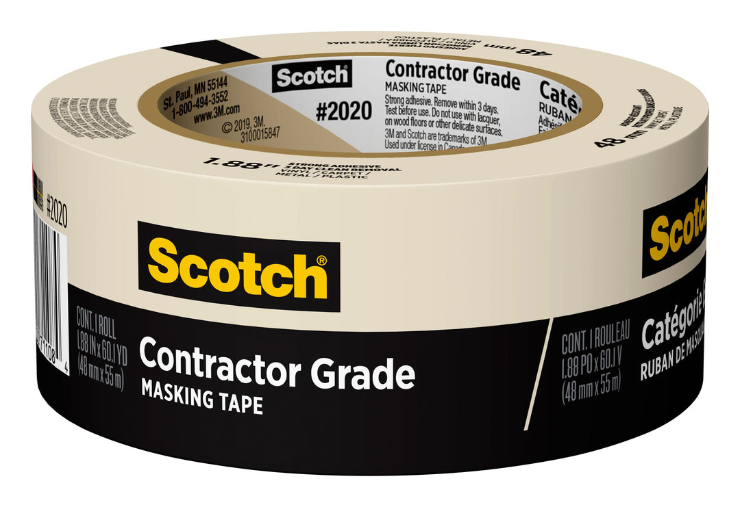 Masking Tapes 3M 2020-48MP Contractor Grade Masking Tape 2020-48MP Tan (1.88 Inch x 60 Yards)