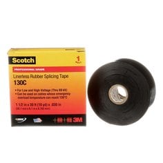 Splicing Tapes 3M 130C-3/4X30 Professional Grade Linerless Rubber Splicing Tape 130C Black 30 mil (3/4 Inch x 30 ft)