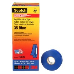 Electrical Tapes 3M 35-3/4X66BL Professional Grade Vinyl Electrical Colour Coding Tape 35 in Blue (7 mil x 3/4 Inch x 66 ft)