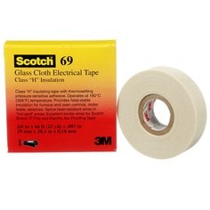 Electrical Tapes 3M 69-3/4X66-1IN-BX Glass Cloth Electrical Tape 69 in White (3/4 Inch x 66 ft)