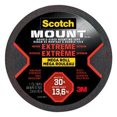 3M 414H-LONGDC-EF Scotch-Mount Extreme Double-Sided Mounting Tape Mega Roll 414H-LONGDC-EF Black 1 in x 400 in (2.54 cm x 10.1 m) 1 Roll/Pack 3M 7100238449